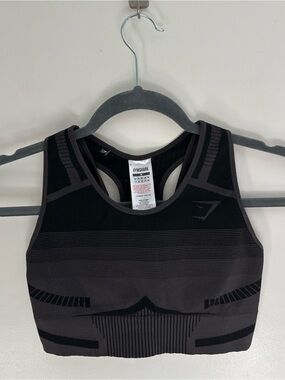 Gymshark Seamless Sports Bra Black Grey Racerback Womens Size M